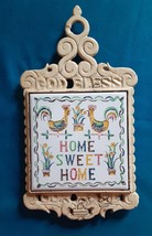 Vintage Metal Trivet- God Bless Our Home - Ceramic &quot;Home Sweet Home&quot;  Tile  - £7.99 GBP