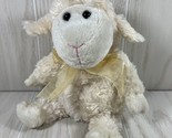 Commonwealth Toys small plush sheep lamb cream beige Easter gold ribbon bow - $12.86
