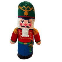 Christmas Nutcracker Cloth Plush Decoration Door Stop Holiday Toy Soldier Vintge - £22.52 GBP