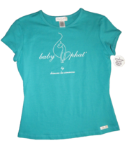 Baby Phat Women&#39;s Sexy Fitted Teal Logo Tee Size XL Made In USA - £27.52 GBP