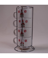 Gnome And Snowflake Expresso Cups 5 Piece Set Peppermint &amp; Pine White &amp; ... - €10,54 EUR