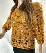 handmade crochet top lace knit lightweight - £35.61 GBP