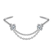 Sexy Double Nose Piercing Chain Nose Chain For Nostril Piercing Earring Piercing - £9.45 GBP