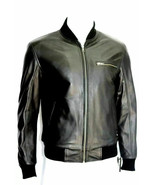 Black Stylish Men&#39;s Real Lambskin Leather Bomber Jacket Casual Wear Soft... - $2,344.69 MXN+