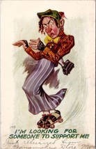 Ugly Woman Roller Skates Someone to Support Me 1907 Burnside PA Postcard Z12 - £6.25 GBP