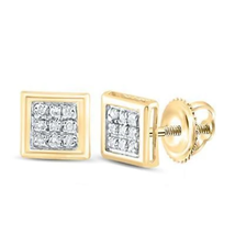 Stud Diamond Earrings 1/20 cttw 10k Yellow Gold Square - £78.34 GBP