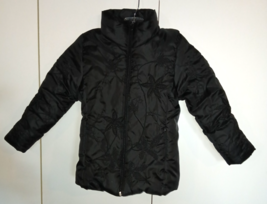 ARCTIC POLE GIRL'S BLACK PUFFY ZIP WINTER COAT-6-NWOT-FLORAL EMBROIDERY ... - $17.99