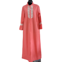 VTG Sears Take-a-Long Medium Long Zip House Dress Robe Pink Bell Sleeve ... - £23.64 GBP