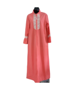 VTG Sears Take-a-Long Medium Long Zip House Dress Robe Pink Bell Sleeve ... - $40.60 CAD