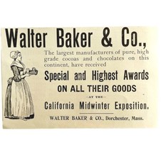 Walter Baker Cocoa 1894 Advertisement Victorian CA Midwinter Exposition ... - £11.71 GBP