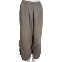 Bryn Walker Casbah Pants Womens 1X Brown Linen Wide Leg Cargo Ankle Pockets  - $44.54