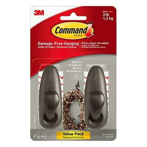 3M Scotch, Command Forever, 2 Pack, 3 LB, Oil Rubbed Bronze, Metal Hooks - £15.93 GBP