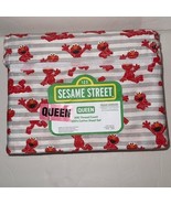 New Sesame Street 4 Piece 100% Cotton Queen Size Sheet Set Elmo Stripes - $128.07 CAD