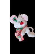 VTG 1988 Fisher-Price Puffalumps Nylon White Christmas Mouse Plush Stuff... - $35.67