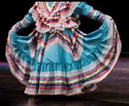 Girls Jalisco Dress With Super Wide Skirt Flow For Folklorico Dance Handmade New - £53.50 GBP+