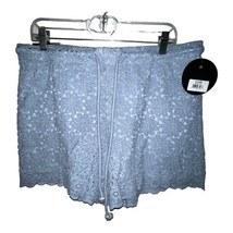ONE-5-ONE CHLOE LACE SHORTS BLUE FOG WOMEN SIZE LARGE PULL ON DRAWSTRING... - $10.93