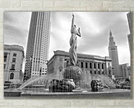 Black White Cleveland Ohio Skyline Wall Art, Fine Art Photo Metal, Canvas, Paper - £25.17 GBP+
