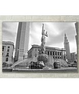 Black White Cleveland Ohio Skyline Wall Art, Fine Art Photo Metal, Canva... - $31.50+