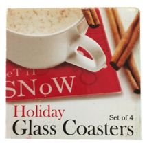 Glass Coasters Set of 4 Holiday Winter Christmas Snow Gifts Plus, Inc. 5669 - £8.48 GBP