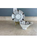 Queen Anne Silver Lace Wedding Fine Bone China  Tea Cup And Saucer Set - $13.75