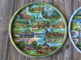 Lot of 2 VTG Williamsburg Virginia &amp; State of Washington Tin Metal Plate Trays - £14.37 GBP