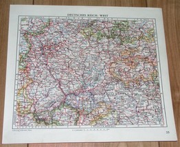 1929 Vintage Map Of Western Germany Hesse Frankfurt Ruhrgebiet / Verso Breslau - £19.58 GBP