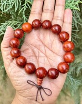 Original Indian RED SANDALWOOD Lal Chandan Elastic Stretchable Rosary Br... - $32.33