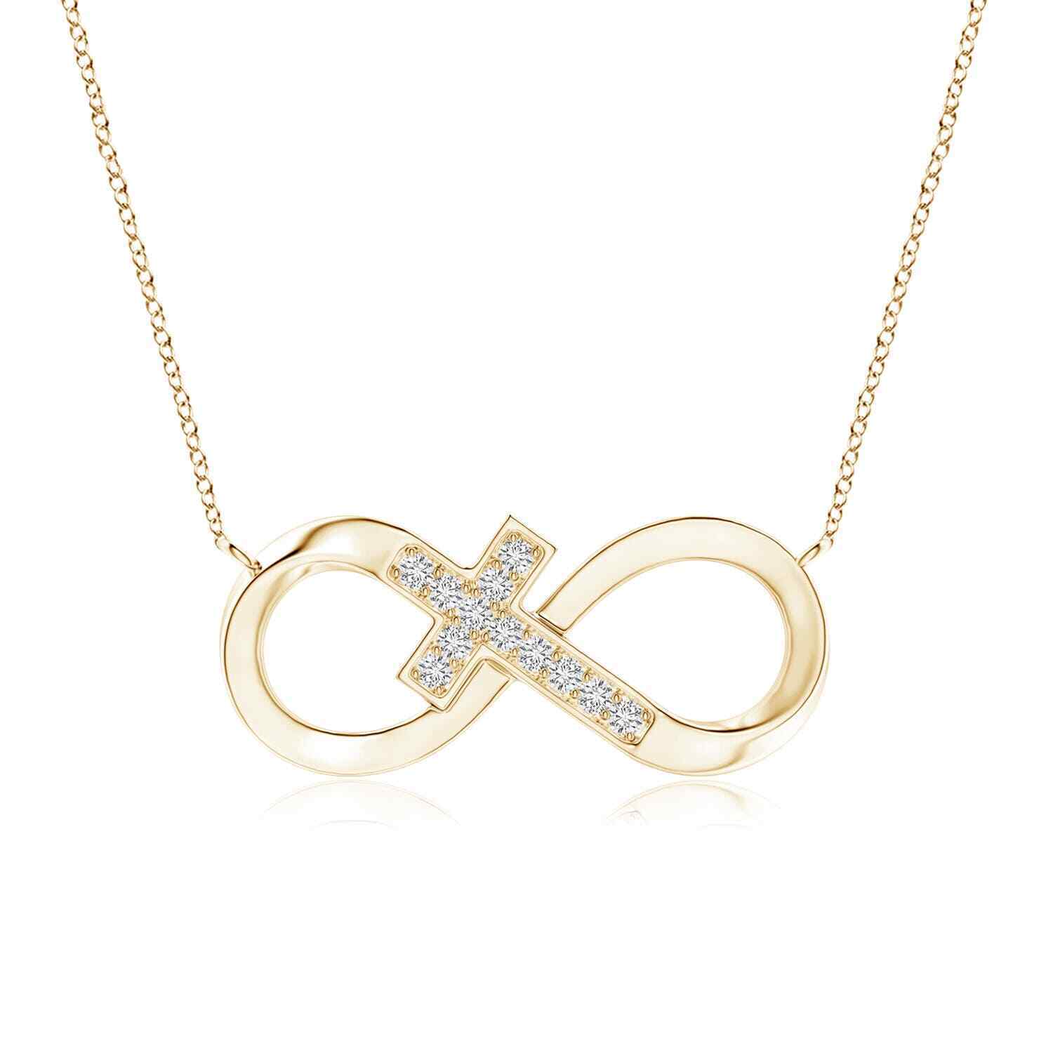 Primary image for ANGARA Diamond Sideways Cross Pendant Necklace in 14K Gold (HSI2, 0.1 Ctw)