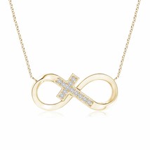 ANGARA Diamond Sideways Cross Pendant Necklace in 14K Gold (HSI2, 0.1 Ctw) - £455.74 GBP