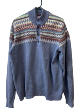 IIzod Mens XLG Quarter Button Fair Isle Pullover Sweaterh Mock Neck Long Sleeve - £21.14 GBP