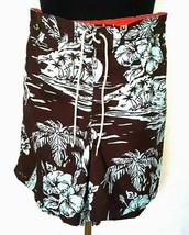 Nautica Swim Trunks Mens XLarge  Mesh Lined Black with pale blue flowers 38-40 - £13.04 GBP