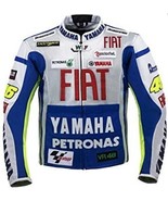  YAMAHA FIAT PETRONAS BLUEWHITE COWHIDE MOTORCYCLE LEATHER RIDING JACKET... - $159.00