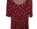 Dana Buchman Tunic Top WomenSize SKnit Stretchy Red Black Stripe Short S... - $10.98