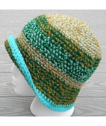 Perfect Green/Orange Mix Medium Size Crocheted Cloche - Handmade by Mich... - £24.49 GBP