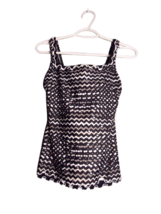 Profile by Gottex Women Confetti Skirted Tankini Swim Top Size 32D Black... - $34.64