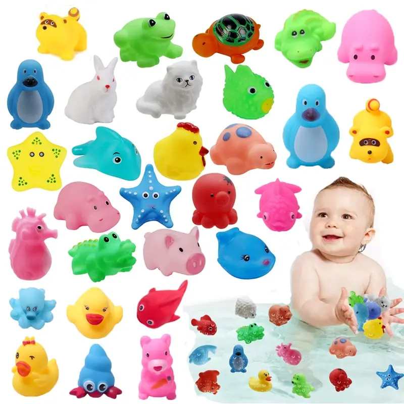 13pcs Baby Kids Bathing Toys Cute Animals Swimming Water Toys Soft Rubber Float - £10.51 GBP