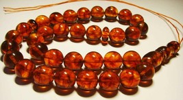 Islamic Prayer tasbih Beads Genuine baltic Amber pressed Misbaha - £93.57 GBP