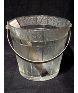 Jeannette Glass Wood Texture 6&quot; Ice Bucket With Tongs - Barware Cocktail... - $247.94 MXN