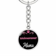 Dog Mom Keyring Weimaraner Mama Circle Keychain Stainless Steel Or 18k Gold - £31.60 GBP