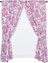 Ellis Curtain Victoria Park Toile Curtain Panel Set W Tiebacks Cotton Red 68X84 - £39.10 GBP