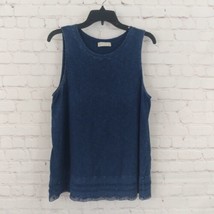 Altar&#39;d State Top Womens Medium Blue Tank Sleeveless Faded Crochet Boho - £14.38 GBP