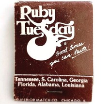 Ruby Tuesday Restaurant Vintage Matchbook Southern Food Matches Unstruck E19D - £11.81 GBP