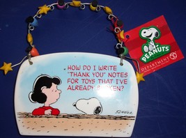 Dept. 56 Peanuts Holiday Plaque Lucy &amp; Snoopy NWT - £10.14 GBP