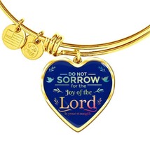 Do Not Sorrow Stainless Steel or 18k Gold Heart Bangle Bracelet - £37.92 GBP+
