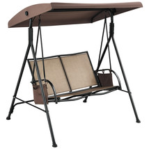 2-Person Adjustable Canopy Swing Chair Patio Outdoor W/ 2 Storage Pockets - £358.16 GBP