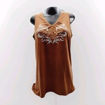 Vtg Harley-Davidson Women’s Brown Whith White Logo Wings Tank Top Size X... - $20.56