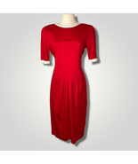 Vintage 1980s Red White Criss Cross Back Dress Short Sleeve Knee Length Med - £34.40 GBP