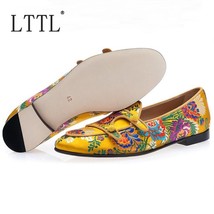 LTTL New Arrival Fabric Surface Embroidery Floral Loafers Men Casual Shoes  Slip - £237.94 GBP