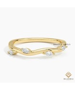 Willow marquise Lab Grown diamond leaf style Wedding Band/ Anniversary b... - $105.00