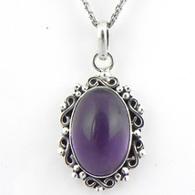 925 Sterling Silver Amethyst Gems Handmade Pendant Necklace Women PSV-1785 - £26.48 GBP+